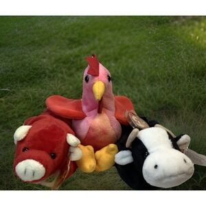 Ty Beanie Babies‎ 3 Farm Animals - Daisy - Snort - Strut - NWT Cuties!